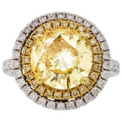 Anello Scarselli in oro 18 carati con 2 carati di diamante giallo GIA