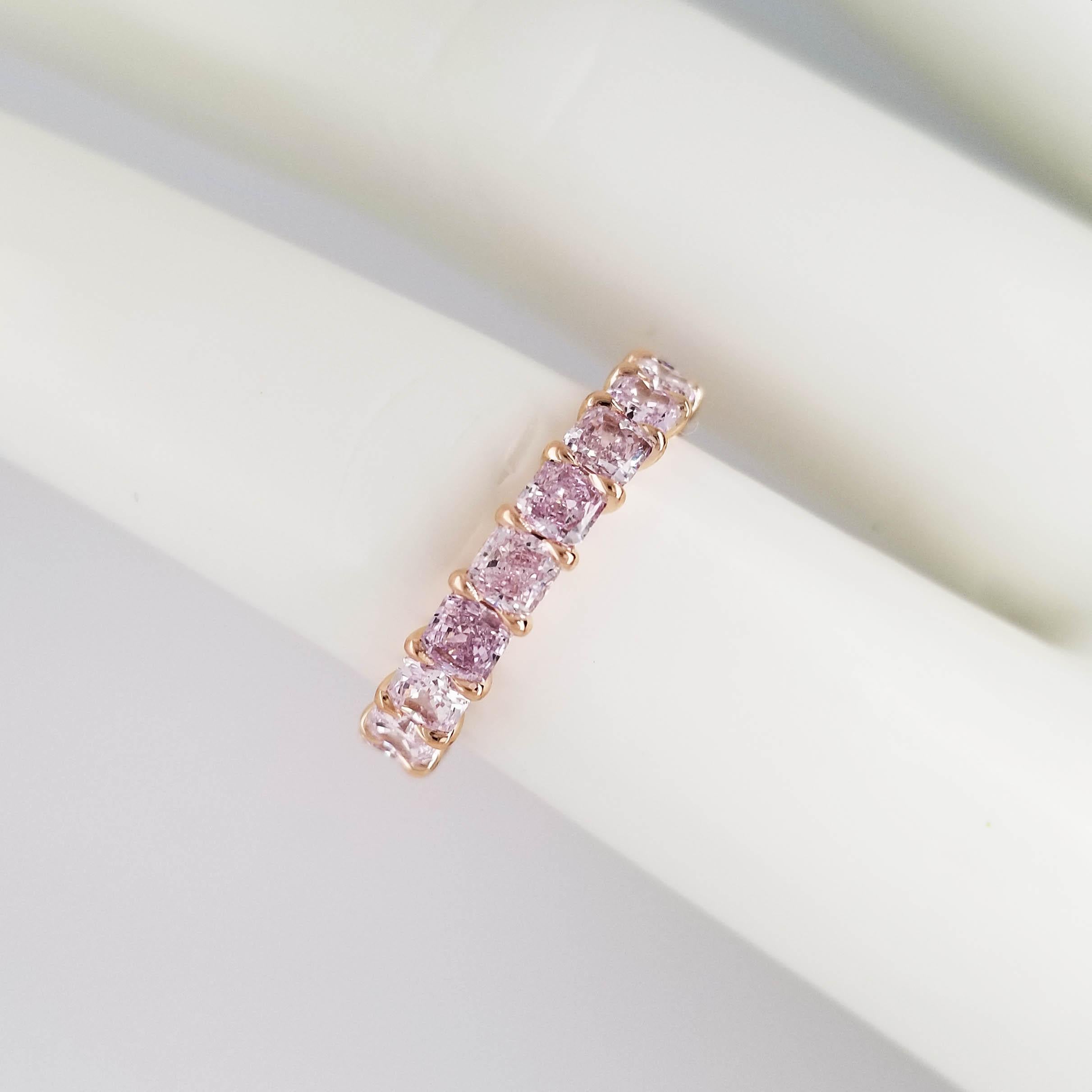 Scarselli 18k Gold Eternity Band 3 Carat Fancy Light Pink Diamonds GIA In New Condition In New York, NY