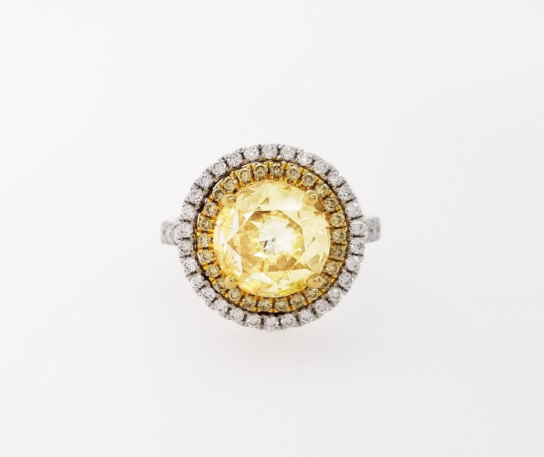 Contemporary Scarselli 18 Karat Gold Ring 2 Carat Fancy Yellow Diamond GIA