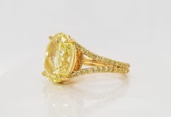Scarselli, bague en or 18 carats avec diamant jaune intense fantaisie taille ovale de 6 carats