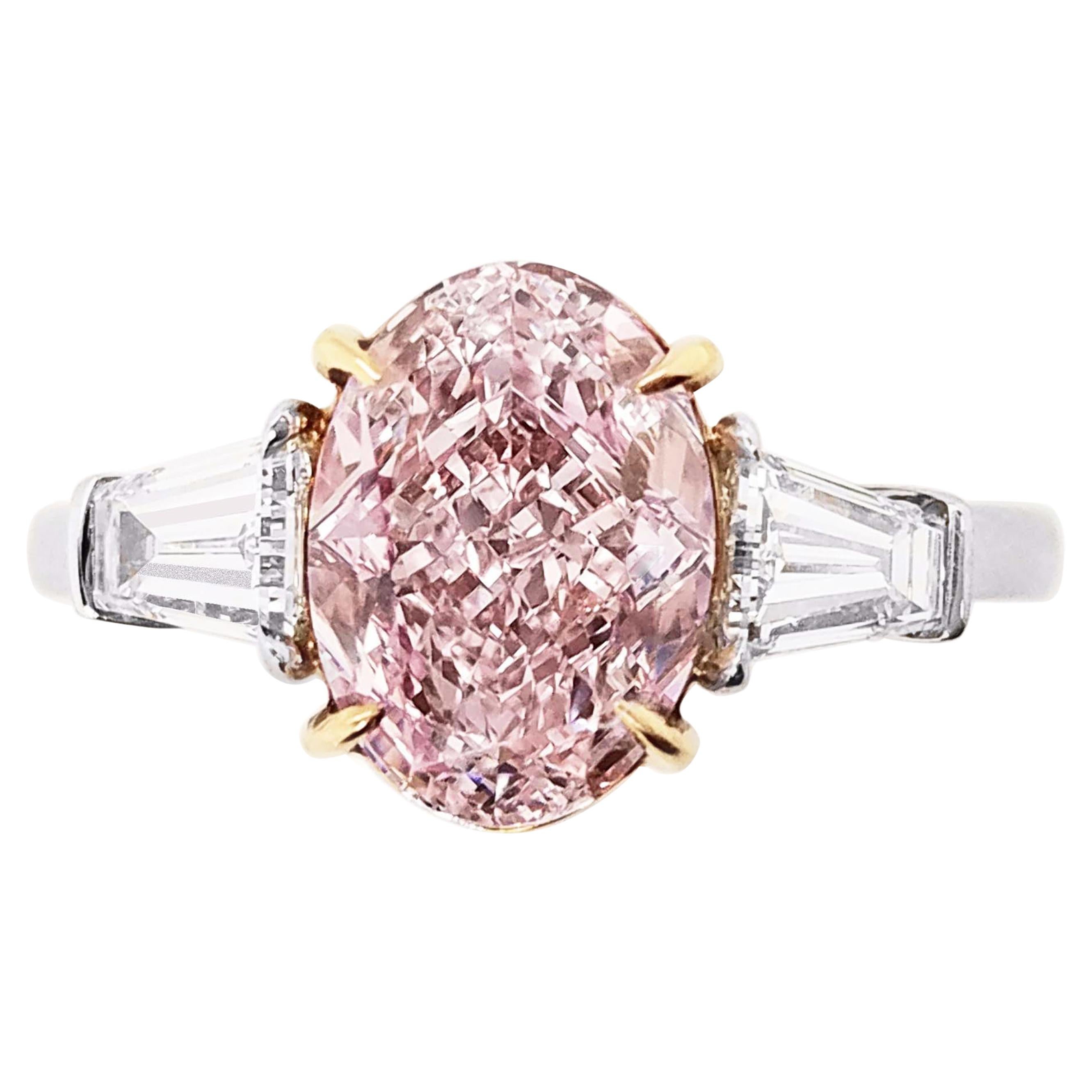SCARSELLI Anillo solitario de diamante rosa púrpura fantasía de 2 quilates GIA en venta