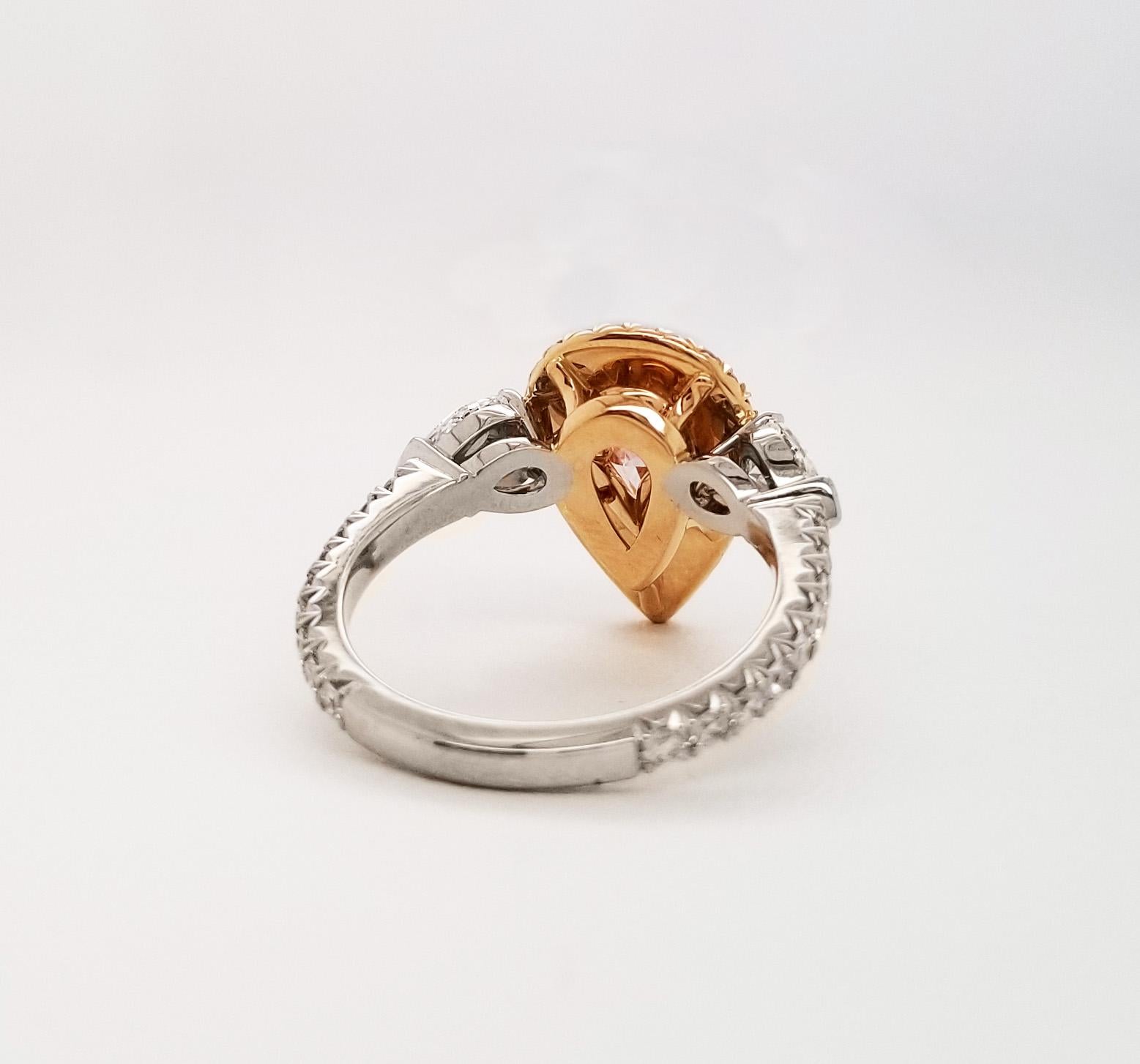 Scarselli 2 Karat Pink Diamond Ring in Birnenform aus Platin und 18k Gold (Zeitgenössisch) im Angebot