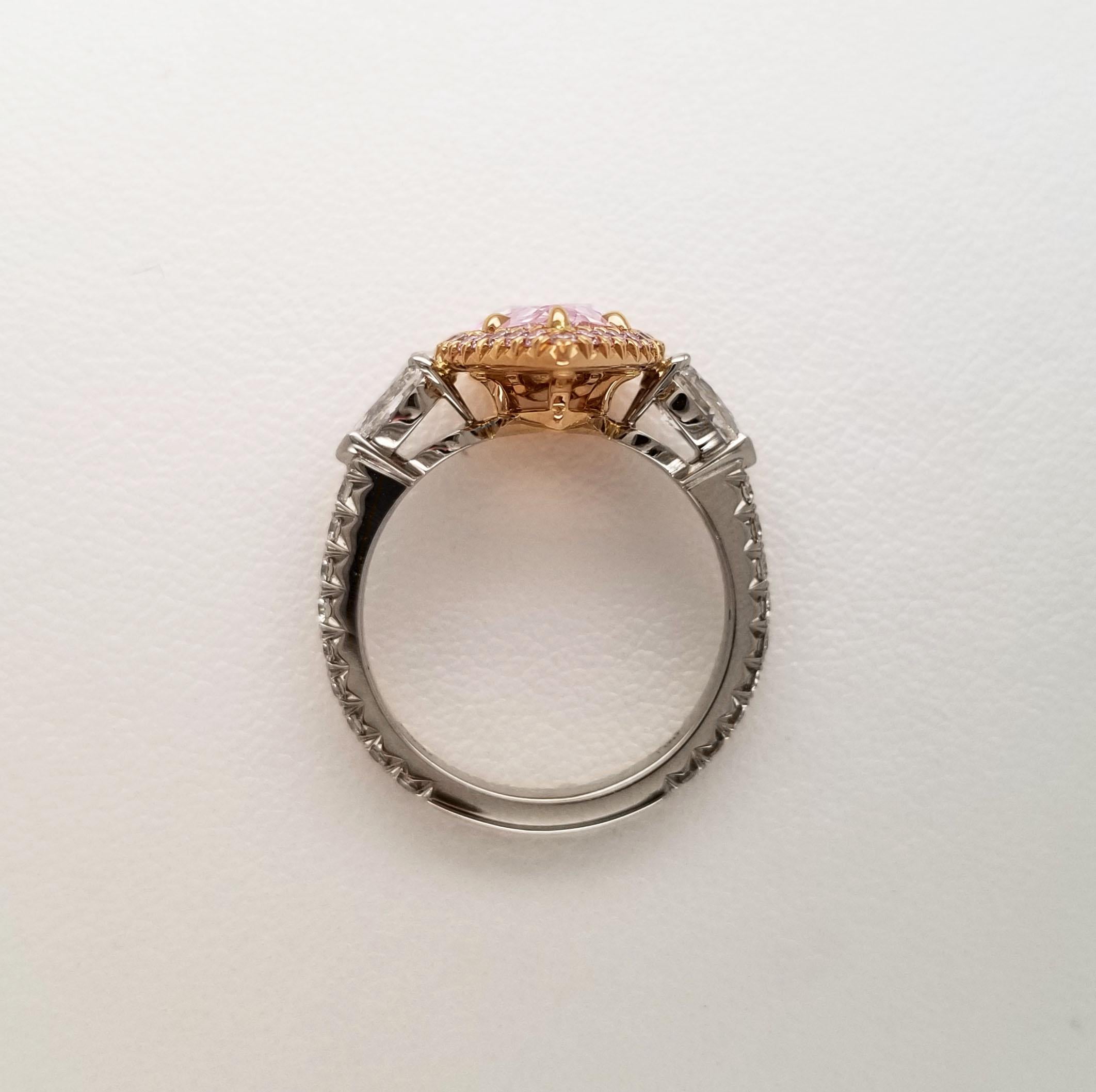 Scarselli 2 Karat Pink Diamond Ring in Birnenform aus Platin und 18k Gold (Tropfenschliff) im Angebot