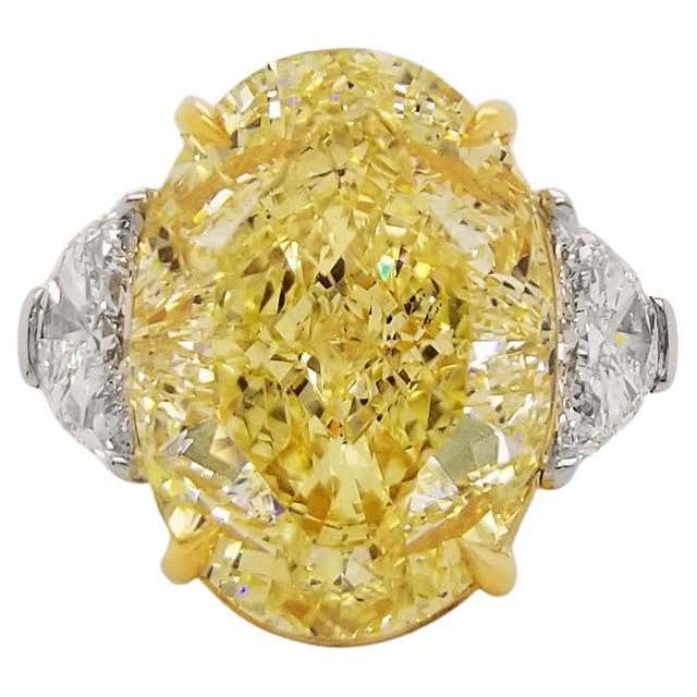 Scarselli 12 Carat Fancy Intense Yellow Heart Shape Diamond VS1 Ring ...