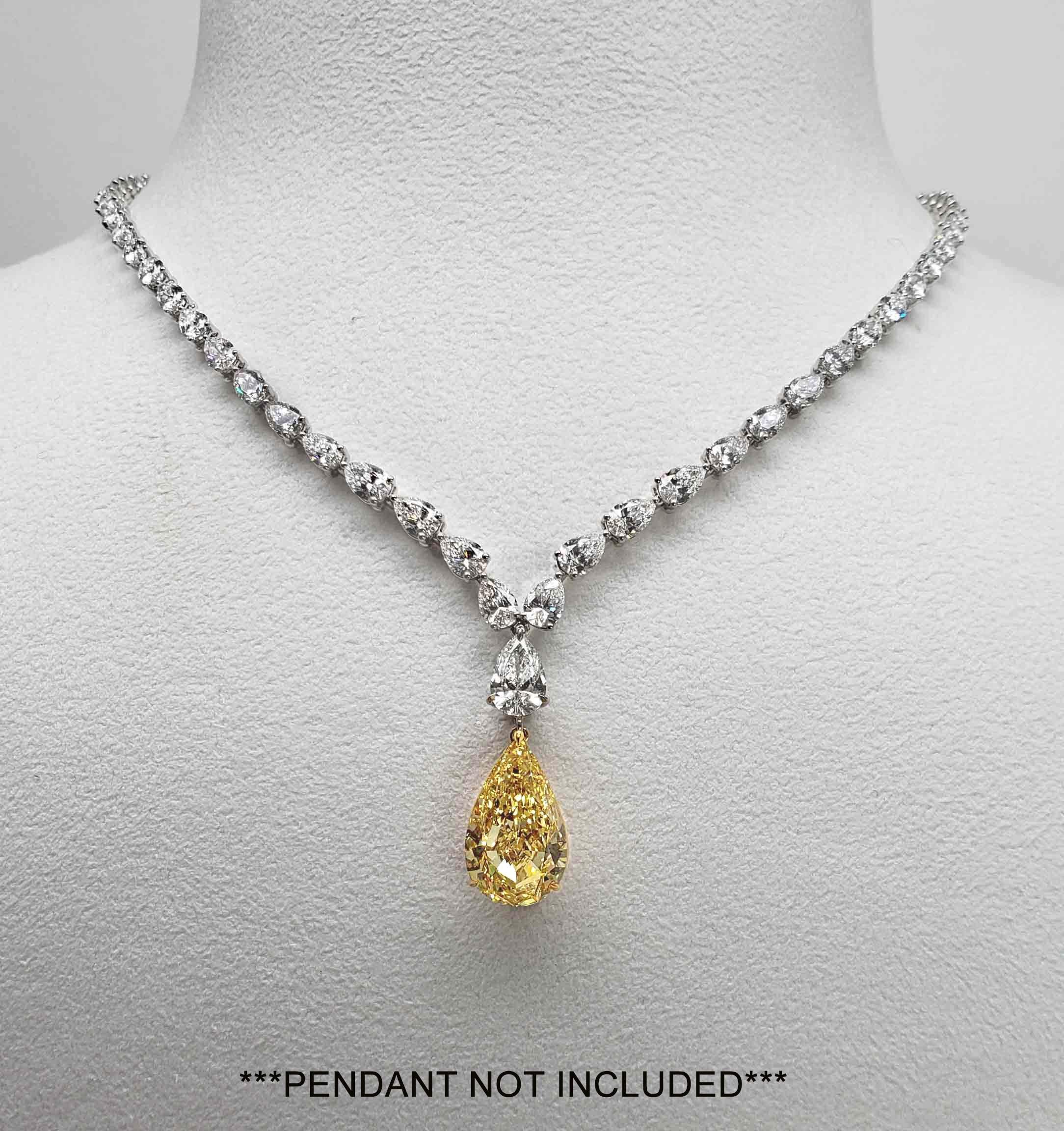 SCARSELLI 22 Carat Pear Cut Diamond Necklace in Platinum In New Condition In New York, NY