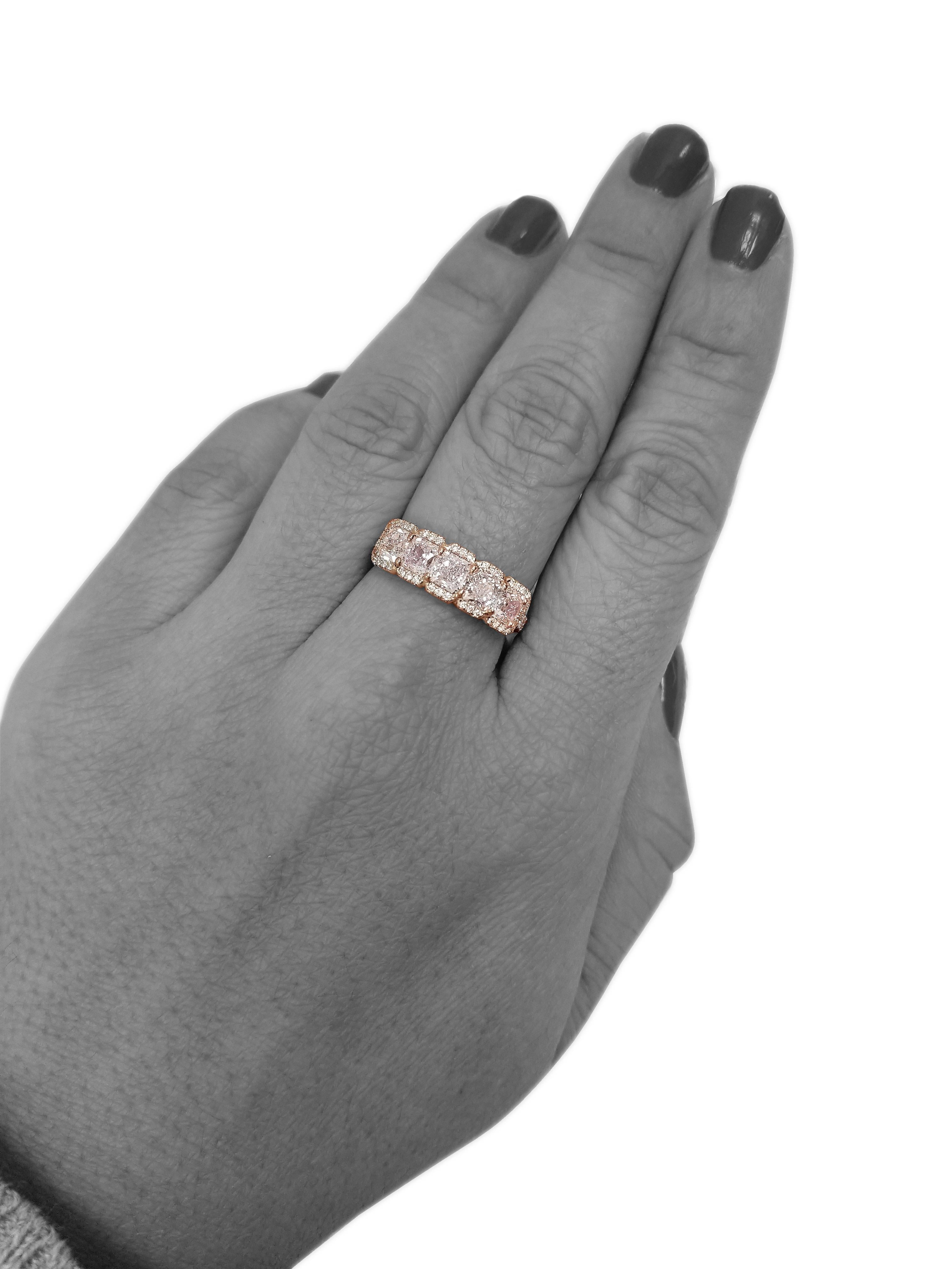 Contemporary Scarselli 2.17 Pink Diamond Band Ring in Platinum & 18 Karat Gold GIA Certified