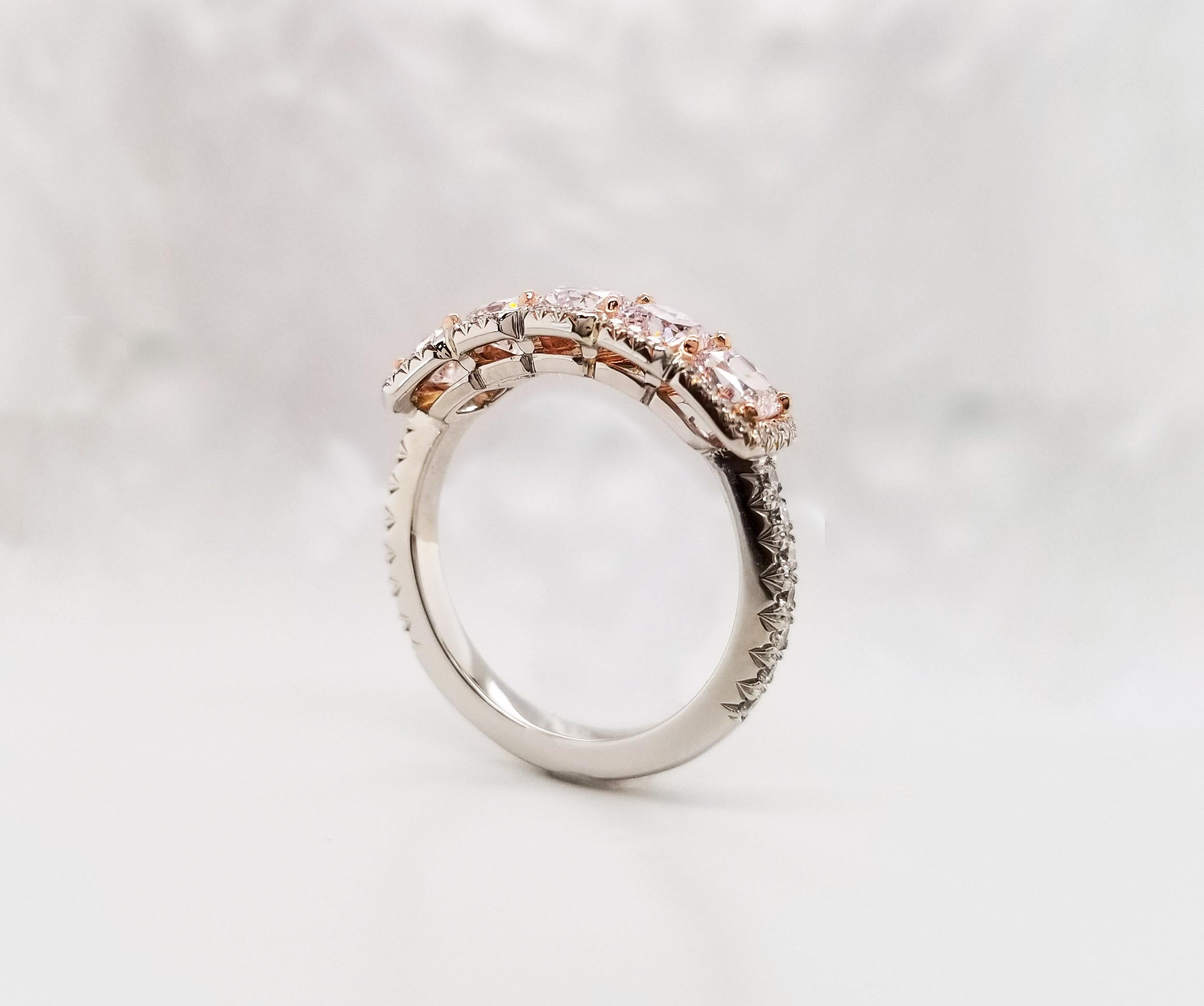 Scarselli 2.17 Pink Diamond Band Ring in Platinum & 18 Karat Gold GIA Certified In New Condition In New York, NY