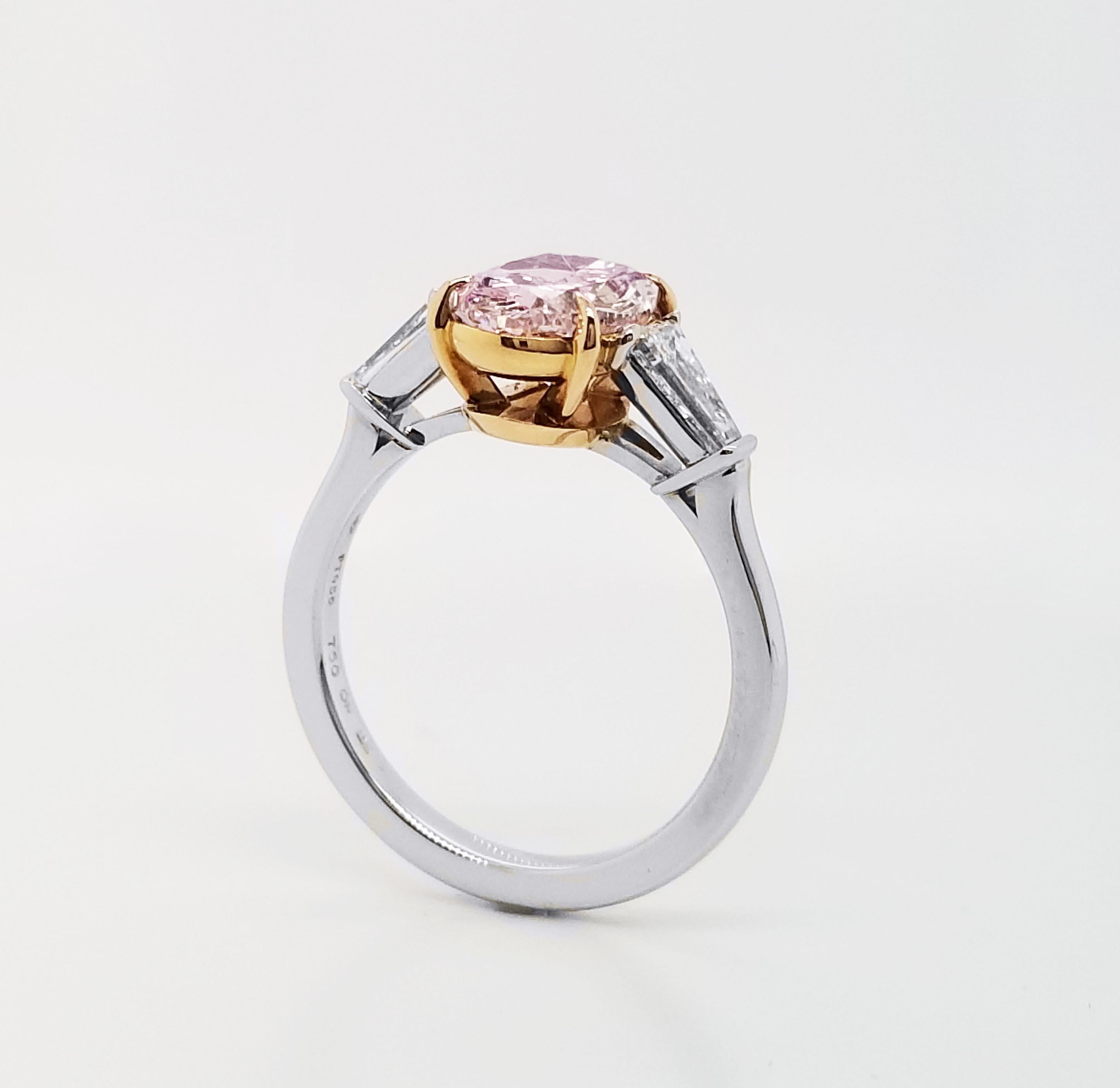 Bague solitaire SCARSELLI en diamant rose violet fantaisie de 2 carats, GIA en vente 1
