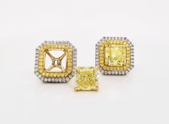 Scarselli 3 carat Fancy Yellow Diamond stud earrings with jackets GIA certified