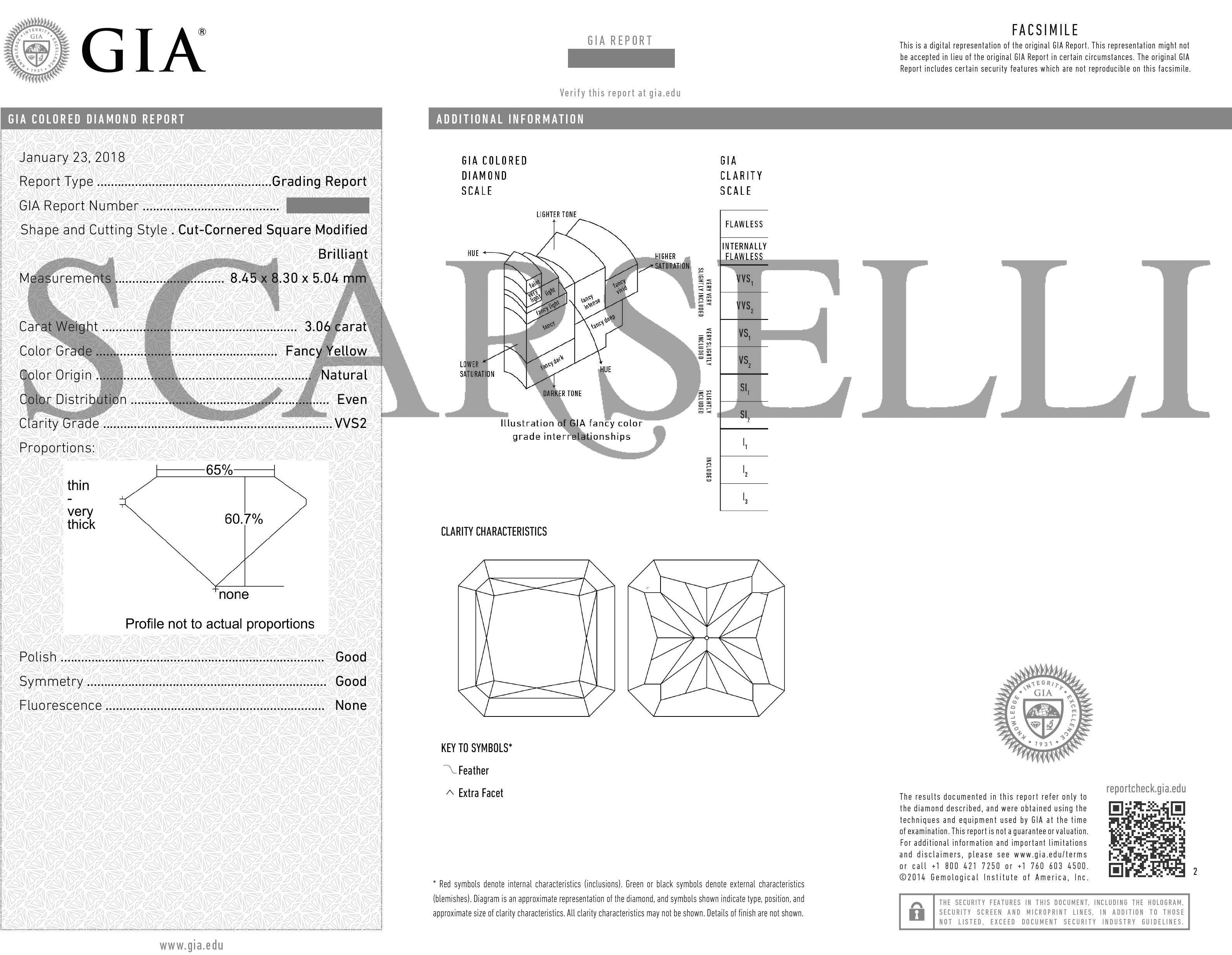 Scarselli 3 carat Fancy Yellow Diamond stud earrings with jackets GIA certified 1