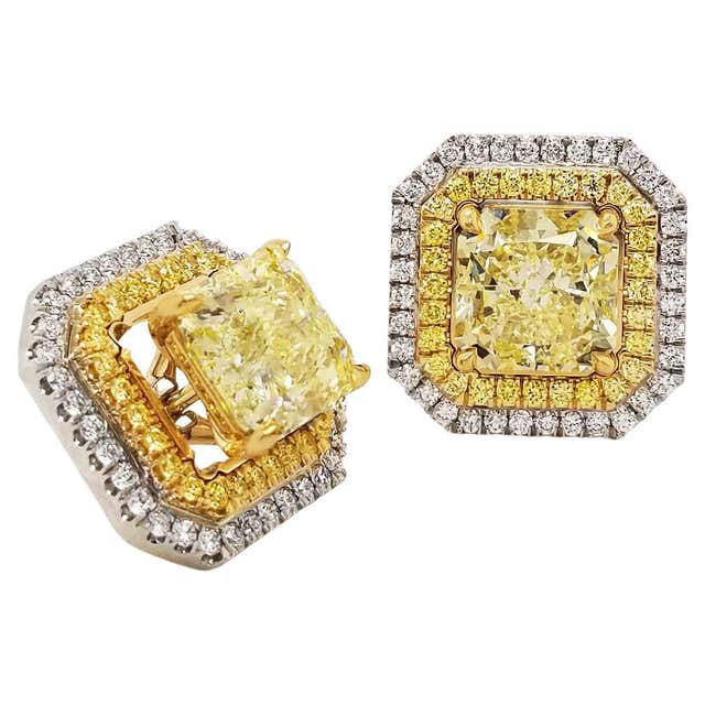 Scarselli Ring 5 Carat Fancy Vivid Yellow Radiant Cut Diamond in ...