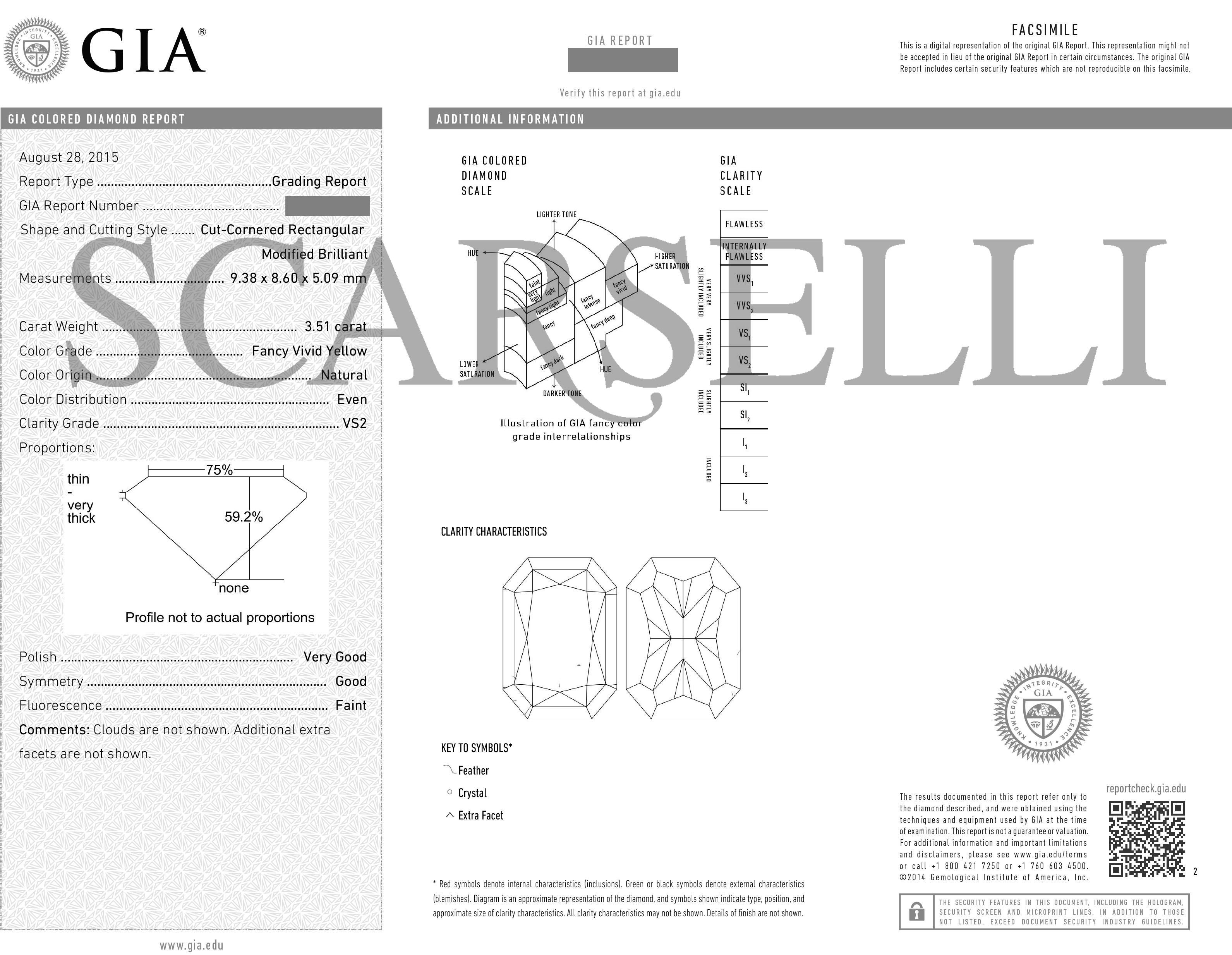 Scarselli 3 Plus Fancy Vivid Gelb Natürlicher Diamant Verlobungsring aus Platin GIA im Angebot 5