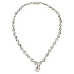 Scarselli 31 Carat Pear Cut Diamond Tennis Necklace in Platinum GIA Certified