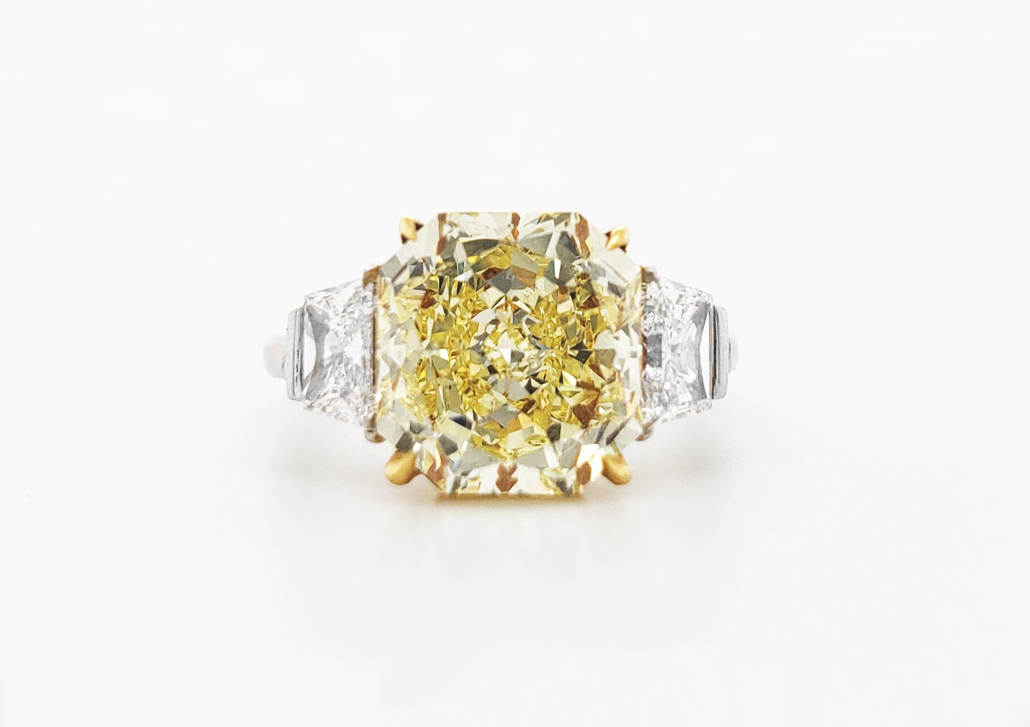 Scarselli Platinring, 4 Karat gelber strahlender Diamant, VVS2, GIA-zertifiziert Damen