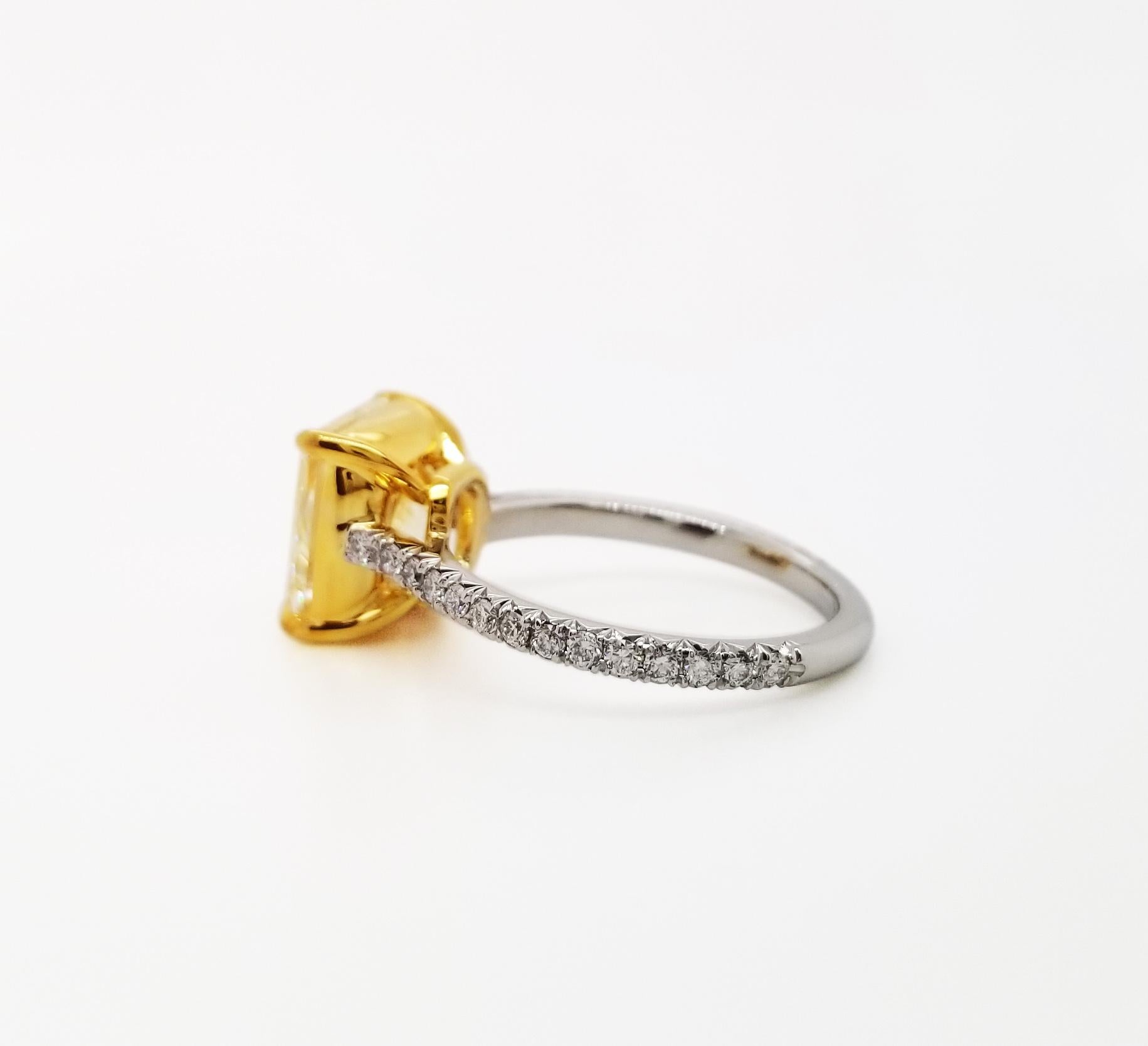 Scarselli 4 Carat Fancy Light Yellow Solitaire Platinum Ring 1