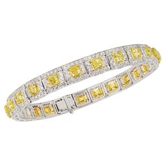 Scarselli 4.31 Carats Fancy Intense Yellow Diamond Line Bracelet in Platinum