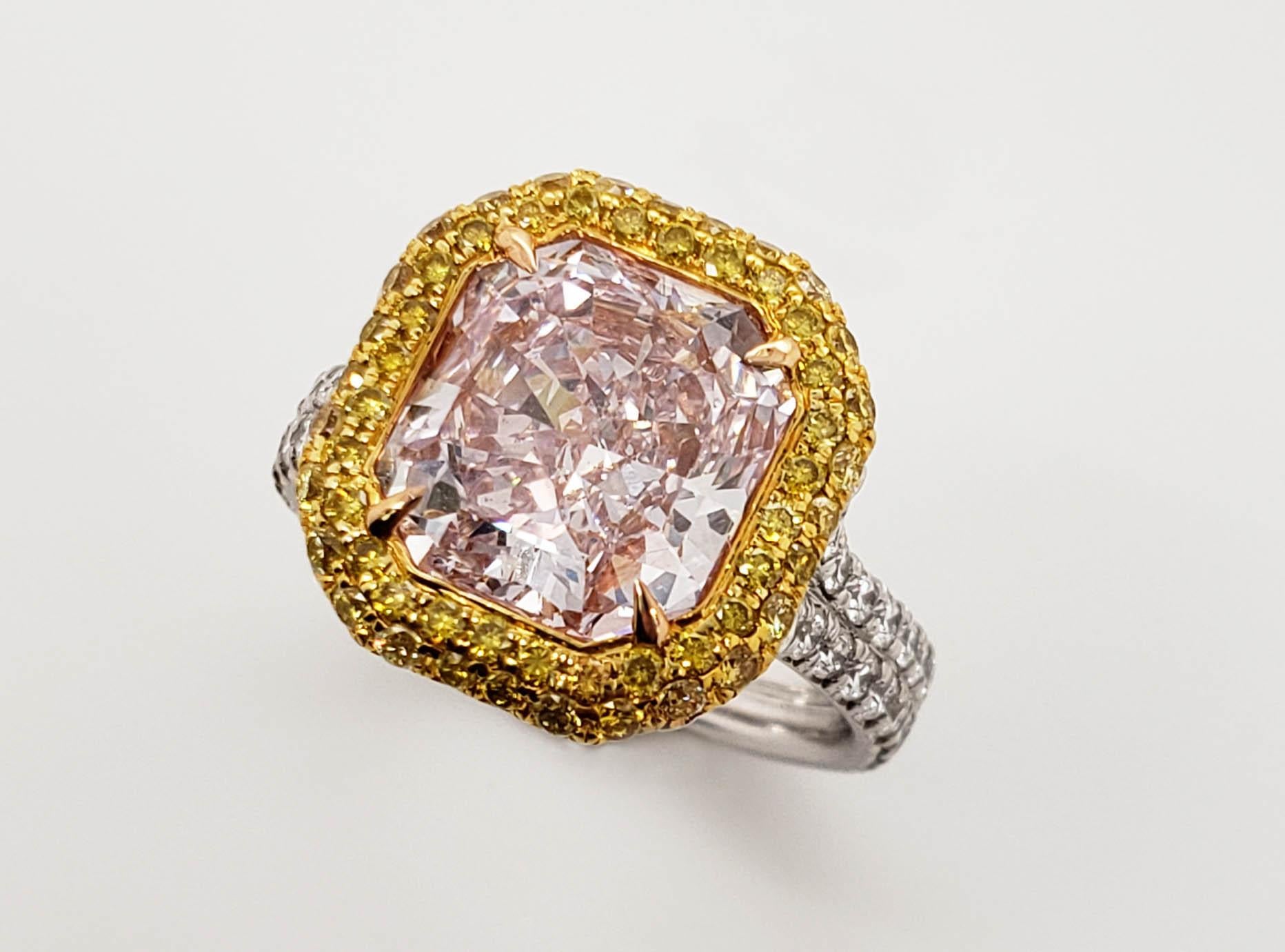 Scarselli Platin Ring 4 Karat Strahlender hellrosa-violetter Diamant  (Zeitgenössisch) im Angebot