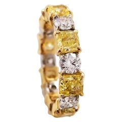 Scarselli 4.66 Carats Fancy Intense Yellow & White Diamond 18k Eternity Band