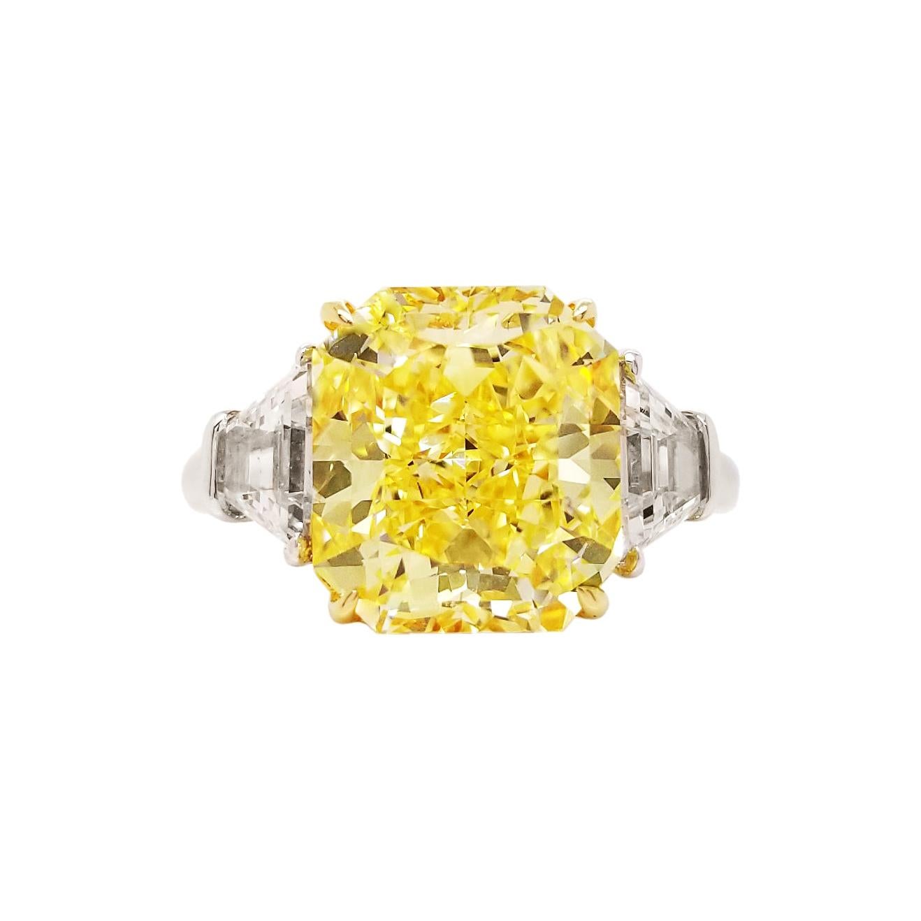 Scarselli 5 Carat Fancy Intense Yellow Diamond Ring in Platinum