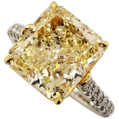 Scarselli 5 Carat Fancy Light Yellow Solitaire Platinum Ring