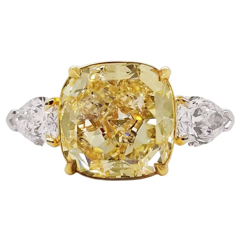 Scarselli 5 Carat Fancy Yellow Diamond Engagement Ring For Sale
