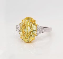 Scarselli Bague en platine et or 18 carats avec diamant jaune fantaisie de 5 carats