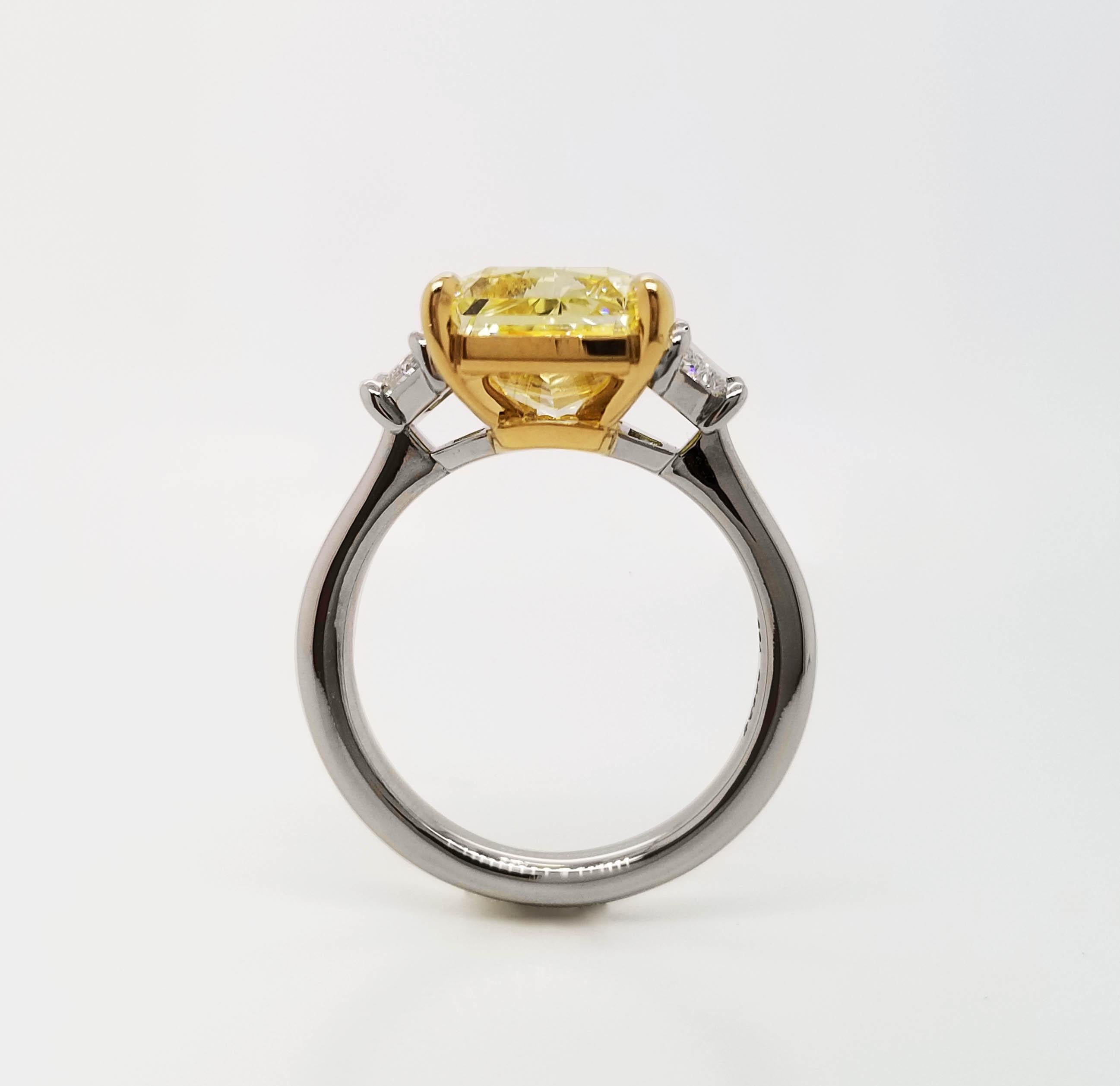 Scarselli 5 Karat Ausgefallener gelber Diamantring aus Platin & 18 Karat (Zeitgenössisch)