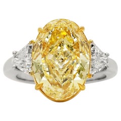 Scarselli 5 Carat Fancy Yellow Diamond Ring in Platinum & 18k