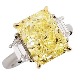 Scarselli 5 Karat Ausgefallener gelber Diamantring aus Platin & 18 Karat