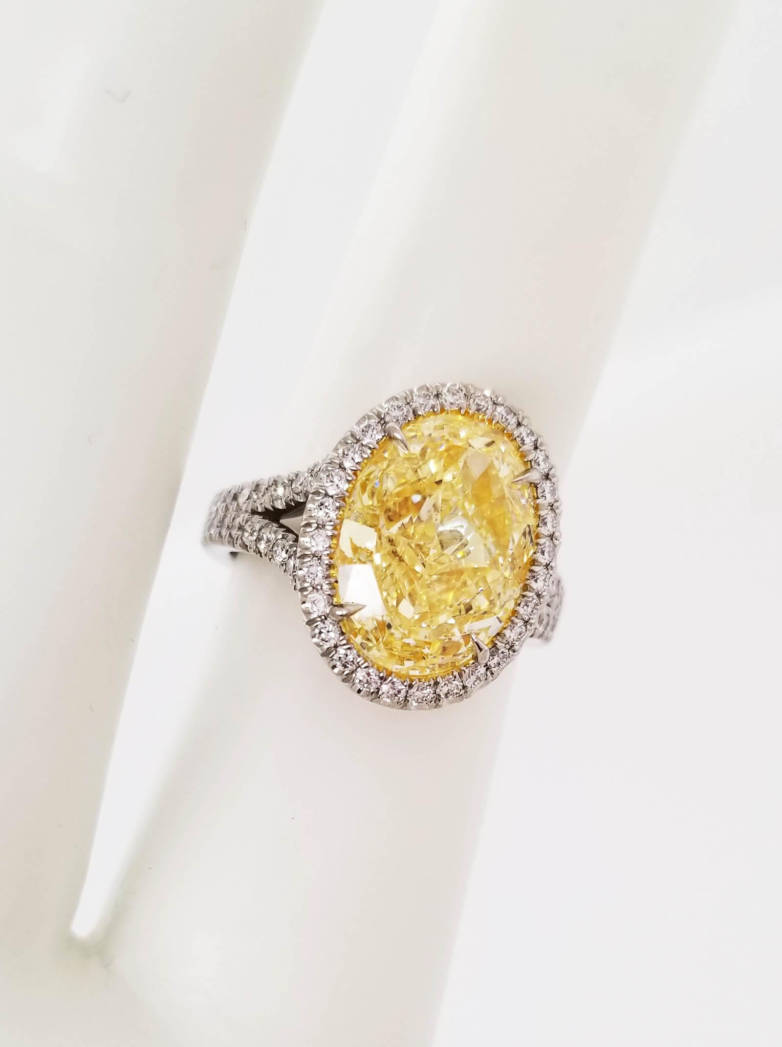 yellow diamond oval ring