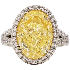 SCARSELLI 5 Carat Oval Fancy Light Yellow Diamond Engagement Ring in Platinum