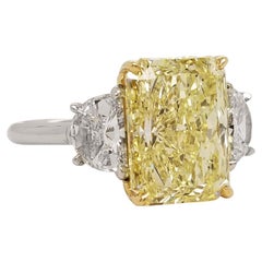 Scarselli 6 Carat Fancy Yellow Diamond Engagement Ring GIA