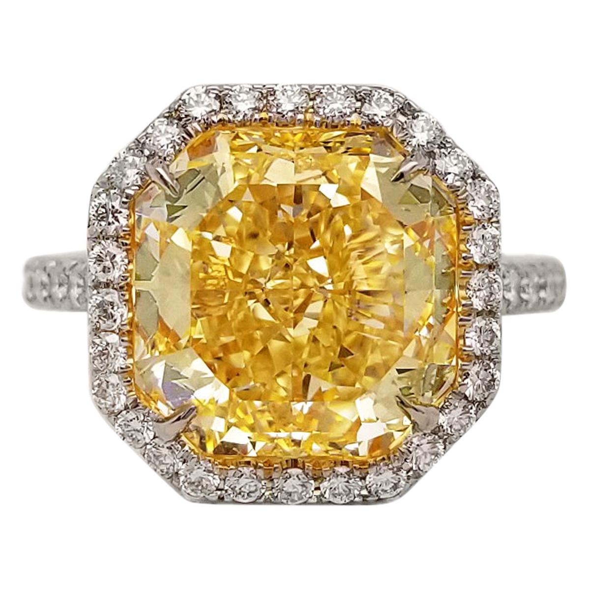 Scarselli Anillo de Diamantes Amarillos Fantasía de 6 Quilates en Platino
