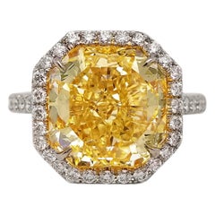 Scarselli, bague en platine avec diamant jaune fantaisie de 6 carats