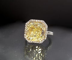 Scarselli 7 Carat Fancy Intense Yellow Diamond Ring in Platinum
