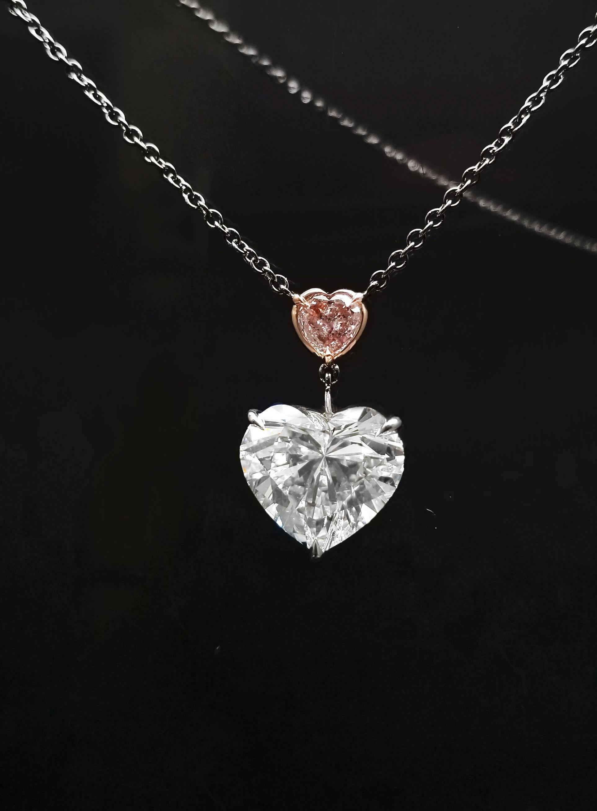 SCARSELLI 7 Carat White Heart Diamond Necklace GIA Certified In New Condition In New York, NY