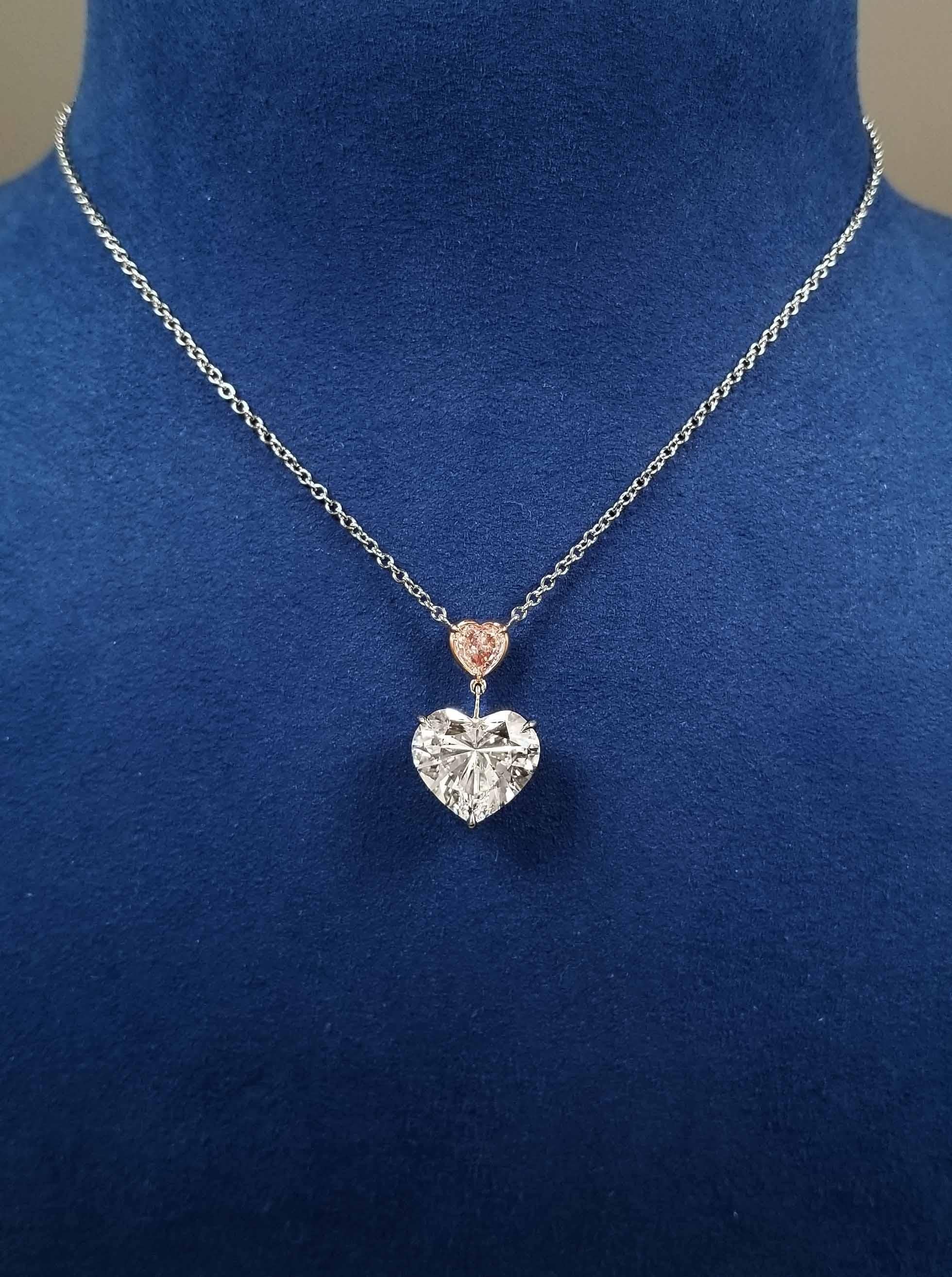 Heart Cut SCARSELLI 7 Carat White Heart Diamond Necklace GIA Certified