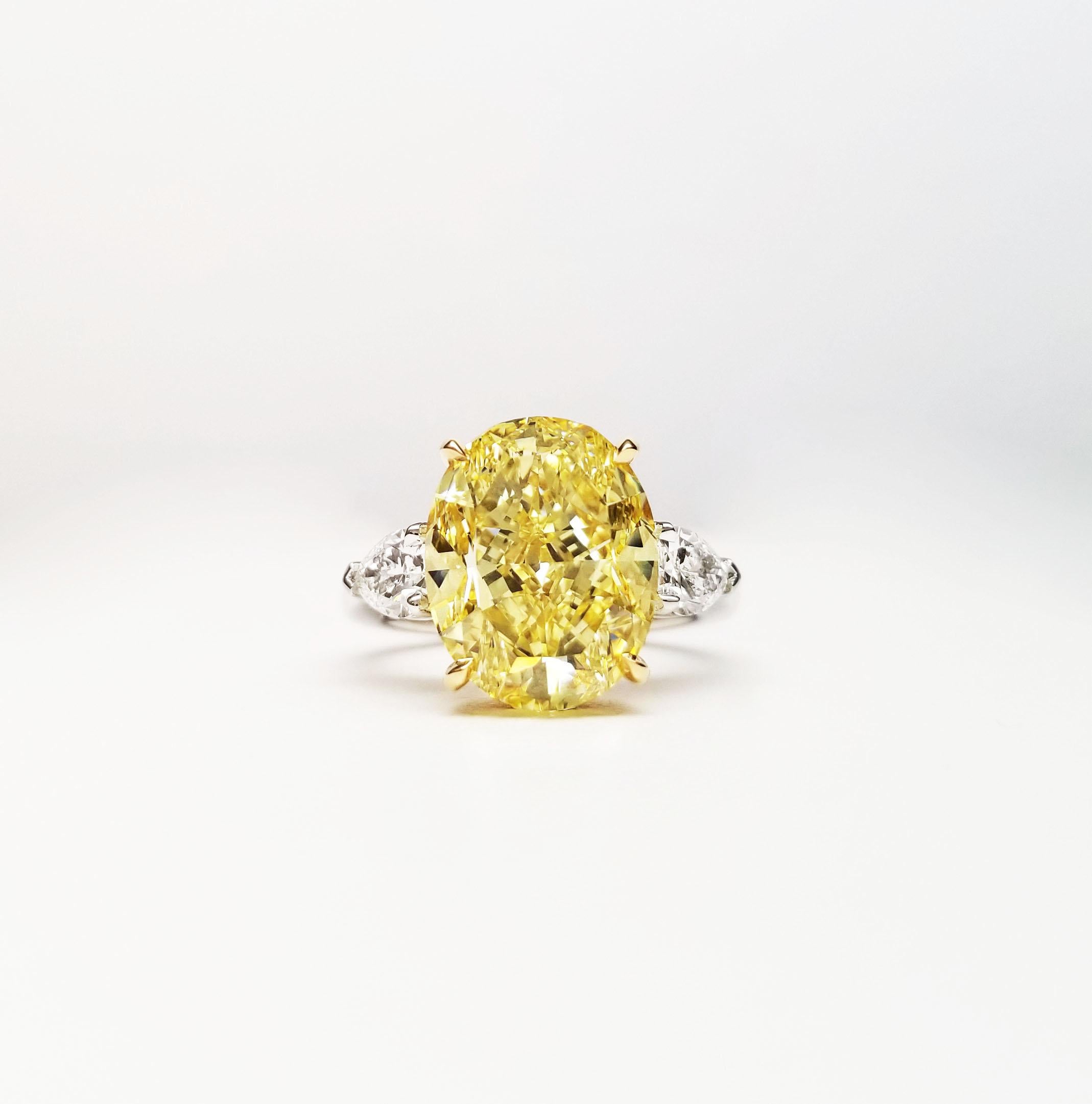 Scarselli 8 Carat Fancy Intense Yellow Diamond GIA in a Platinum Engagement Ring 1