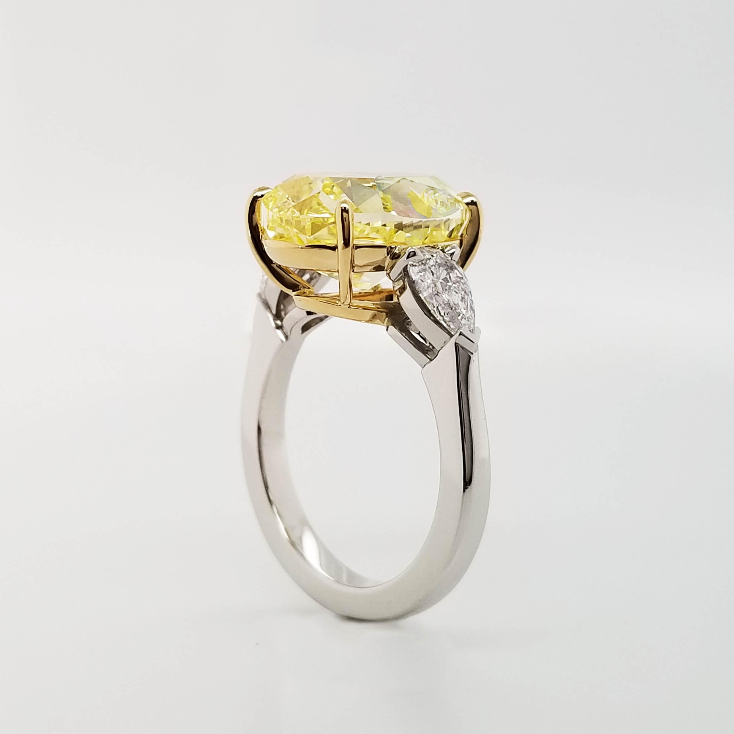 Oval Cut Scarselli 8 Carat Fancy Intense Yellow Diamond GIA in a Platinum Engagement Ring