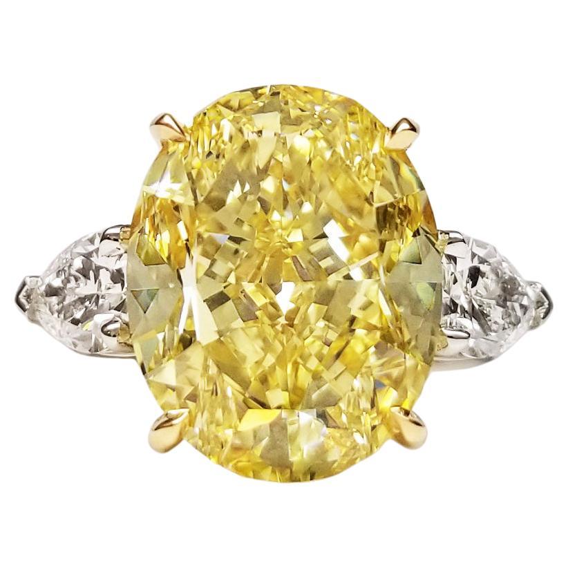 Scarselli 8 Carat Fancy Intense Yellow Diamond GIA in a Platinum Engagement Ring