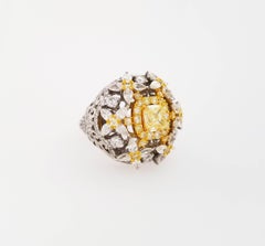 Scarselli Bague cocktail avec diamants jaunes radiants fantaisie de 1,00 carat certifiés GIA