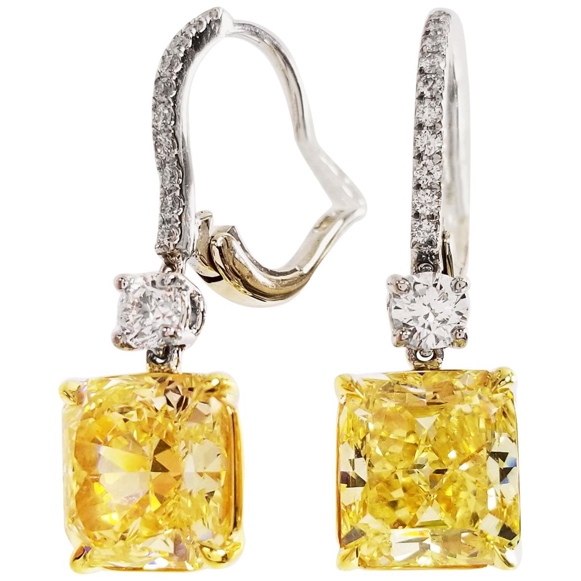 SCARSELLI Dangle Earrings in Platinum 3 Carat Fancy Intense Yellow Each GIA