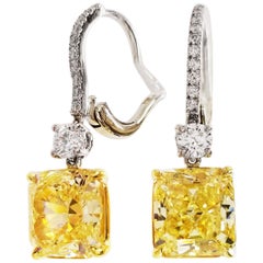 SCARSELLI Boucles d'oreilles pendantes en platine jaune intense fantaisie de 3 carats, certifiées GIA