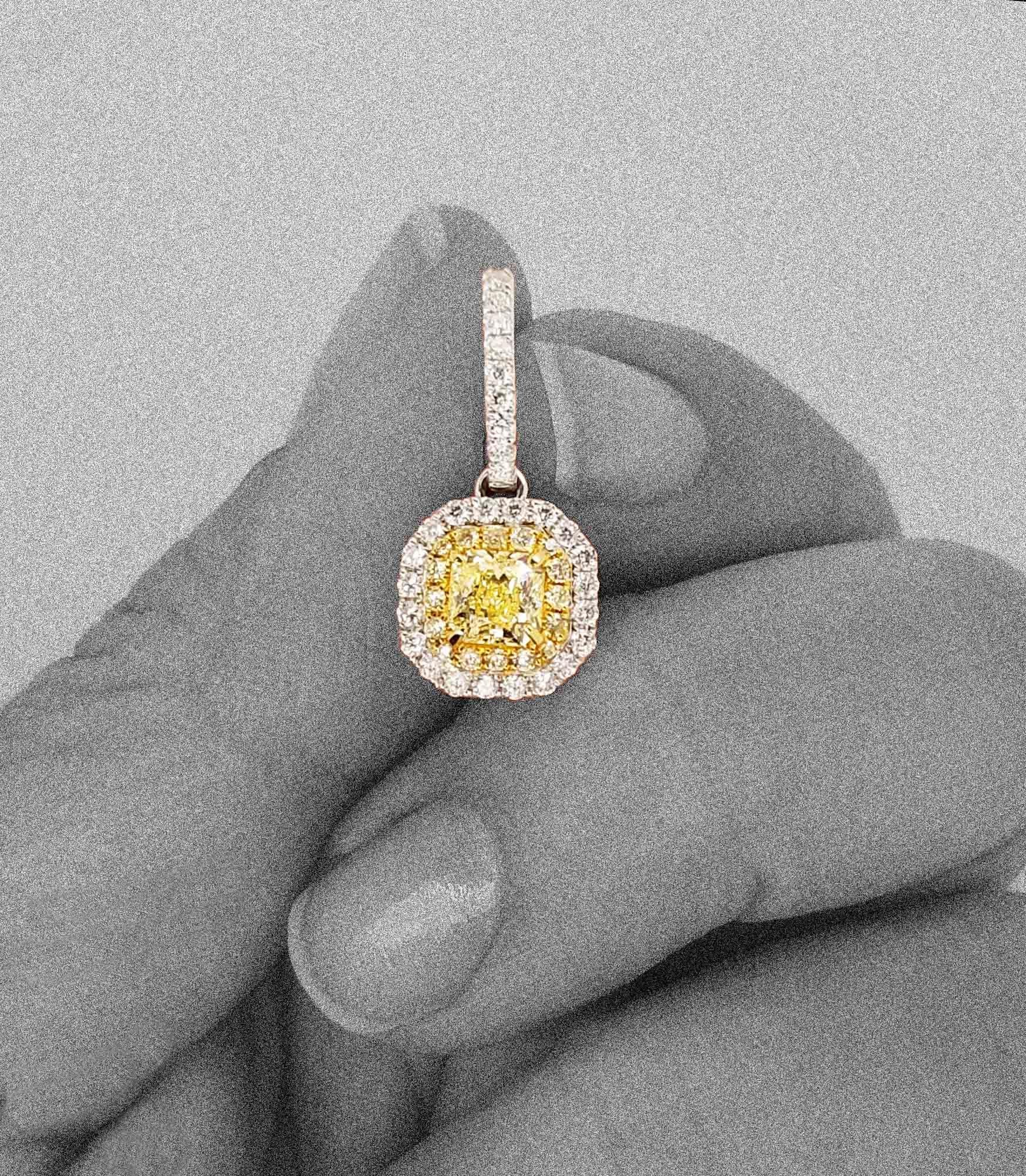 Scarselli Ohrhänger aus Platin mit gelben Fancy-Diamanten 0,5 pro Stück, GIA im Zustand „Neu“ im Angebot in New York, NY