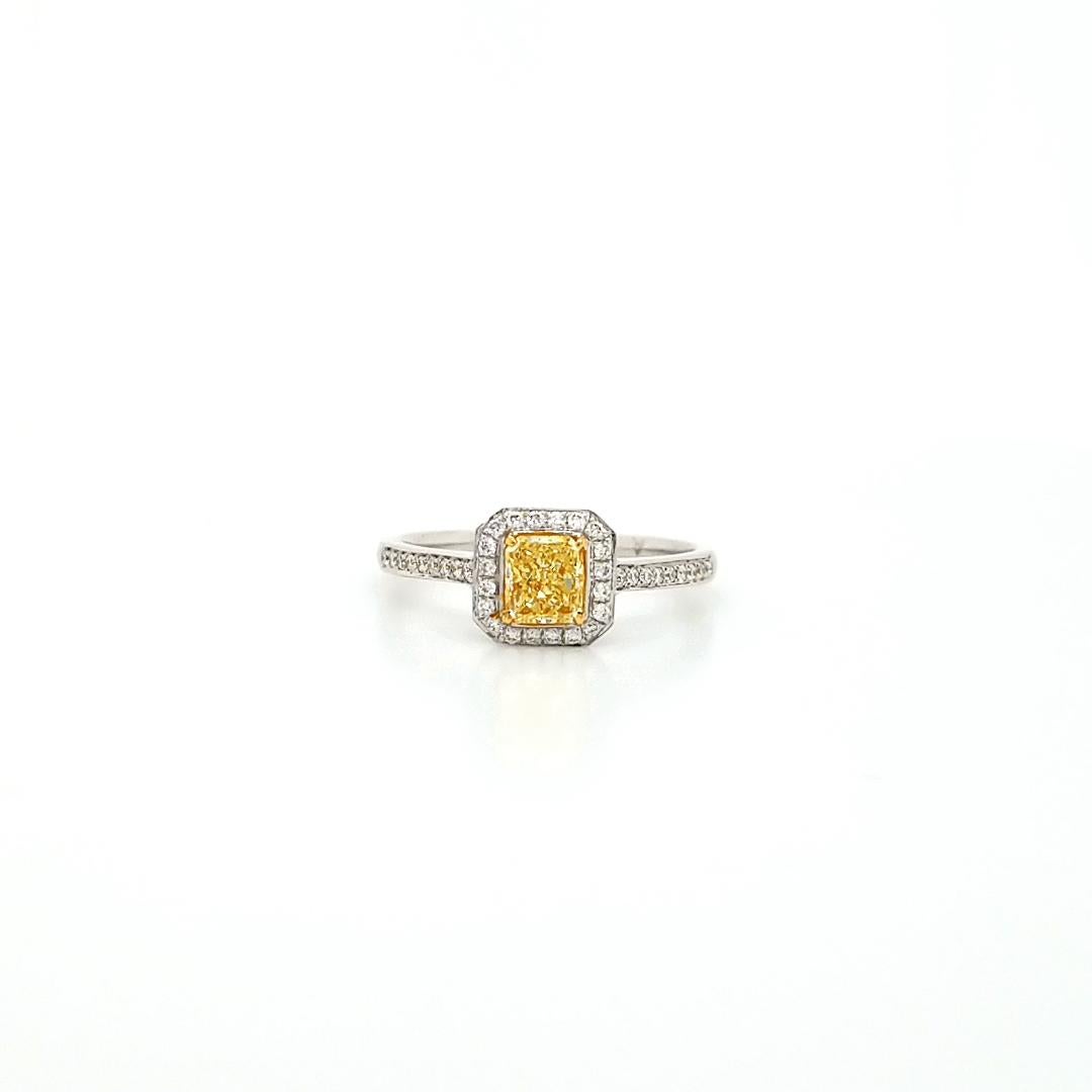 SCARSELLI Engagement Ring 0.50 Carat Fancy Yellow Diamond GIA Certified 3