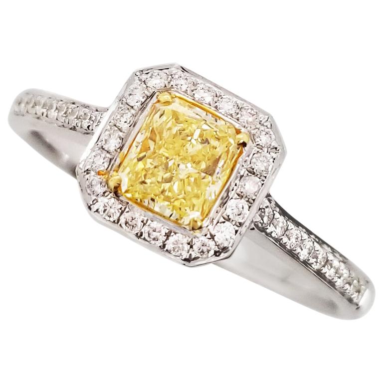 SCARSELLI Engagement Ring 0.50 Carat Fancy Yellow Diamond GIA Certified