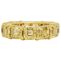 Scarselli Eternity Band 1.00 Carat Fancy Yellow Asscher Diamonds GIA Certified