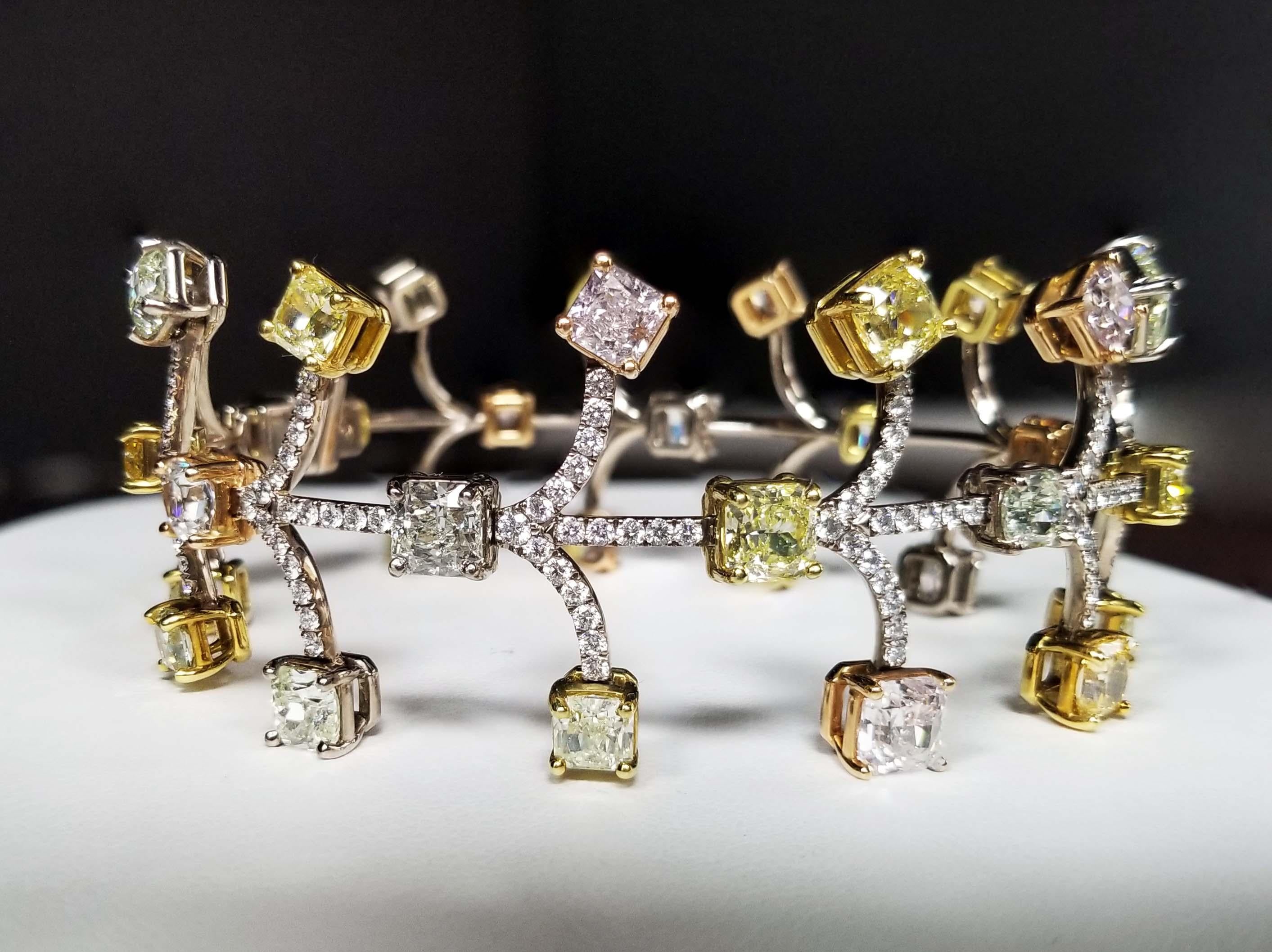 Scarselli: Platin-Armband mit 17,33 Karat Diamanten in Fancy Color im Angebot 1