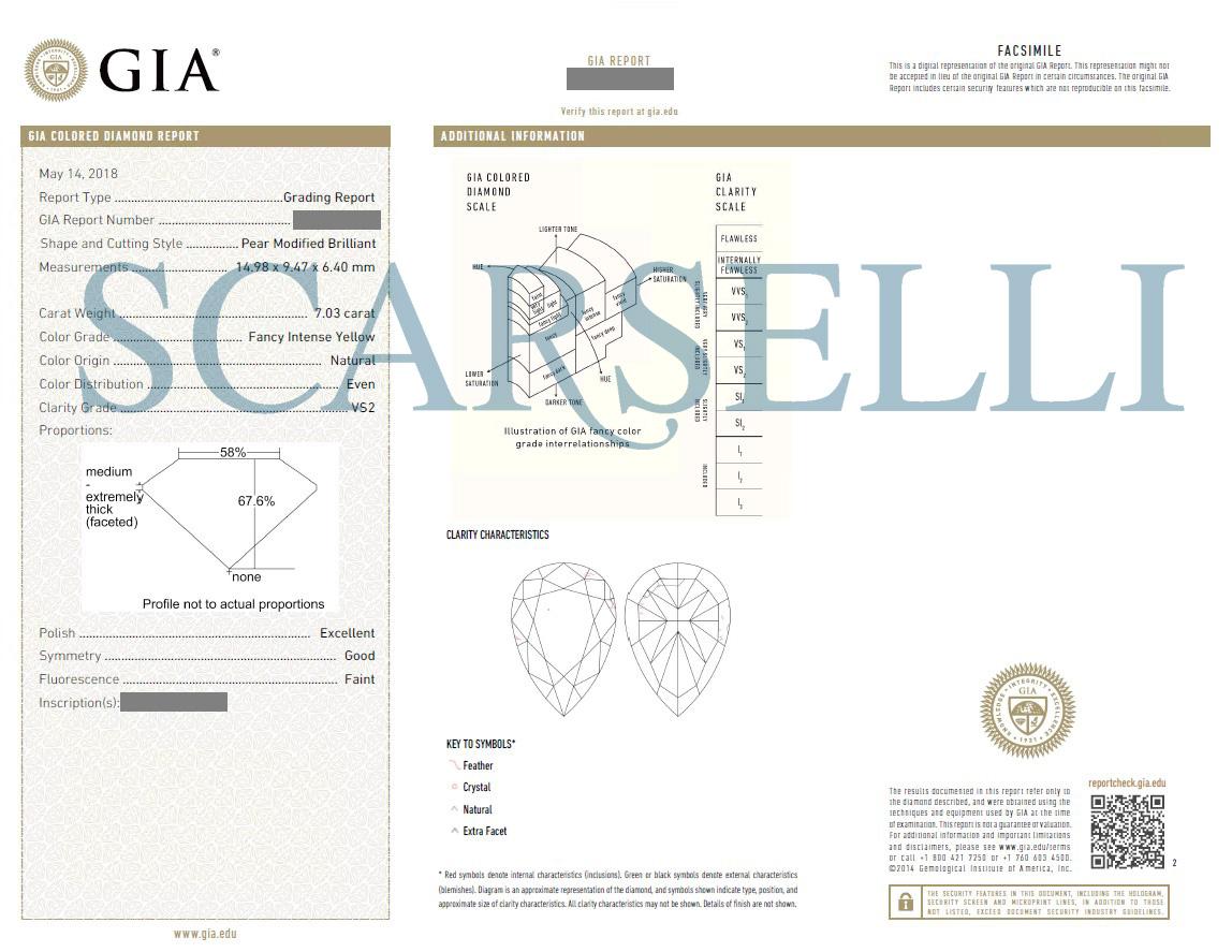 Scarselli  Fancy Intense Yellow Diamond Dangle Earrings  For Sale 2