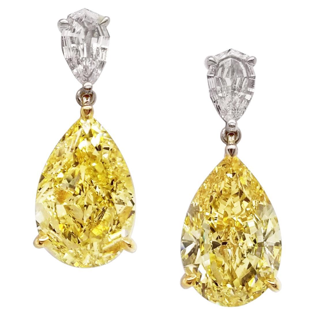 Scarselli  Fancy Intense Yellow Diamond Dangle Earrings 